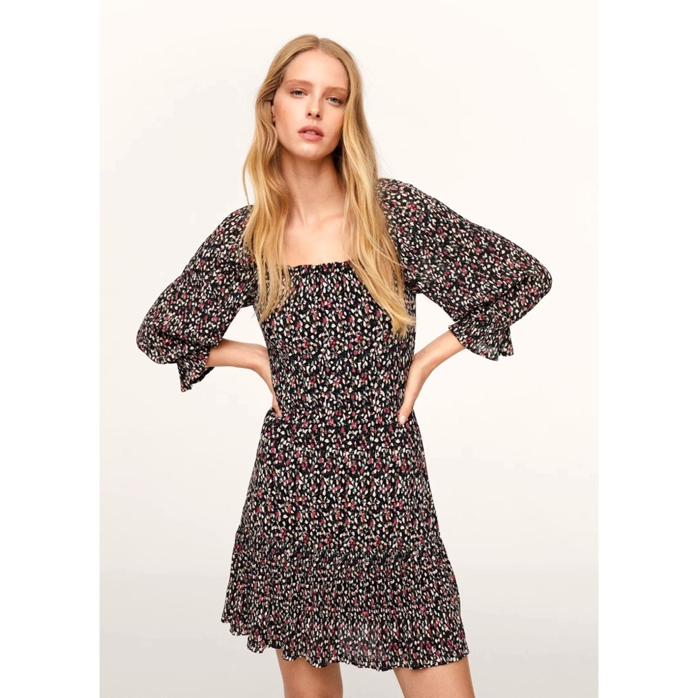 Mango Printed ruched dress Size 6/ M